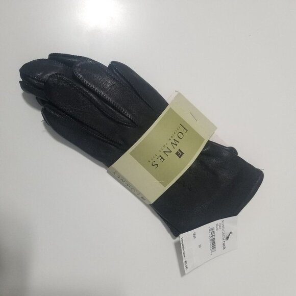 NWT Fownes Black‎ Leather & Wool/Cashmere Blend Gloves Size M - Picture 6 of 6